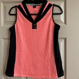 Jamie Sadock Coral/Black Golf Top sz M